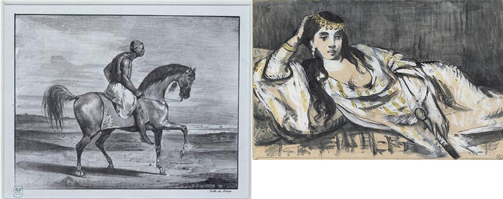 Le nègre à cheval d'Eugène Delacroix et Odalisque d'Edouard Manet