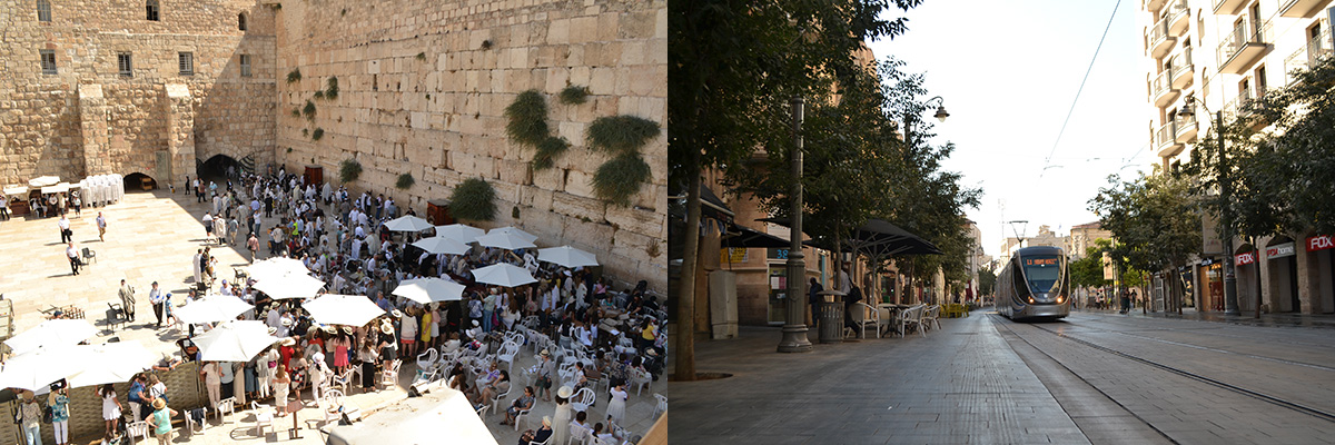 Jérusalem : Mur des lamentations et Jaffa Street.