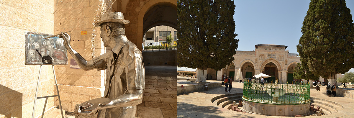 Jérusalem : sculpture pour marquer les esprits et La mosquée Al aksaa.