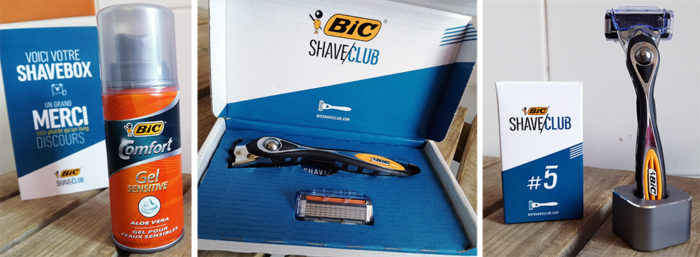 La Shave Box spécial Fête des Pères comprend le rasoir rechargeable du Bic Shave Club, cinq recharges de lames, un porte-rasoir et un gel de rasage. 