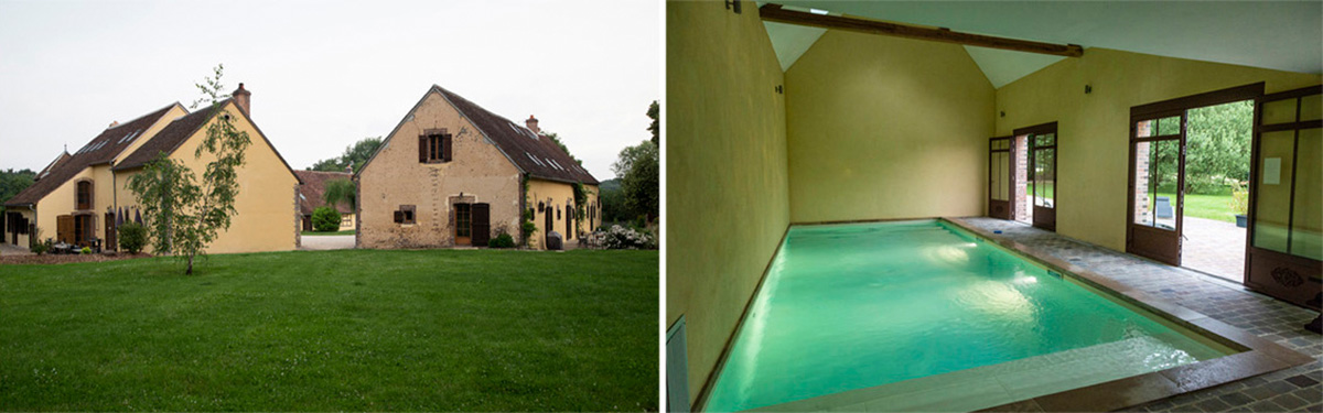 Le Hameau de la Fausse sauge comprend plusieurs bâtiments, dont celui de la piscine, sur un très grand espace. On est à la campagne et au calme ! © Caroline Paux