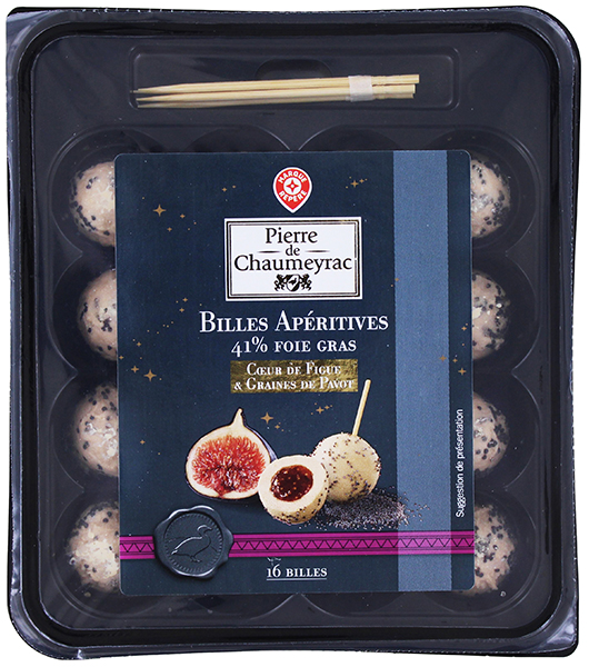 Billes de foie gras coeur  de figue et graines de pavot