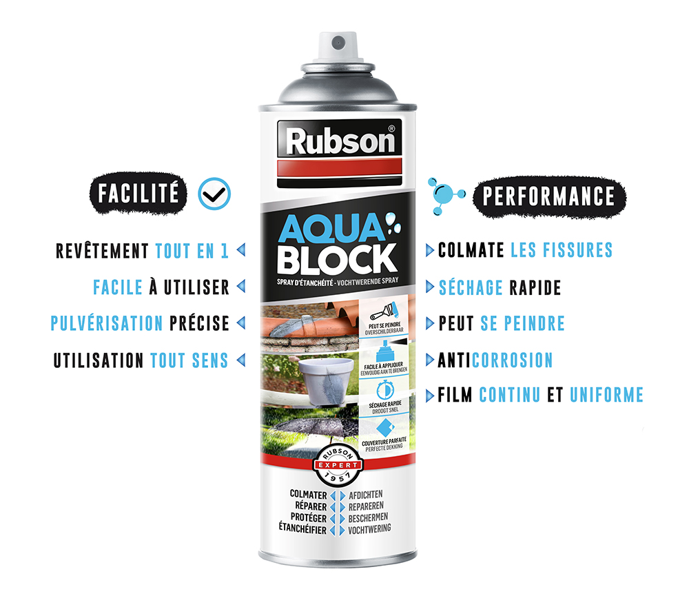 RUBSON Aquablock Adhésif d'étanchéité, résistant à l'eau et aux fortes