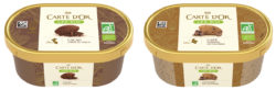 Glaces Bio Carte d'Or au chocolat et au café.