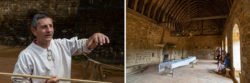Florien Renucci, maître d’œuvre du chantier et l’’intérieur du logis principal et sa magnifique charpente. ©Caroline Paux