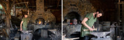 Le forgeron à la forge réparent et fabriquent les outils. Ils réalisent aussi toutes les pièces métalliques du château. © Caroline Paux