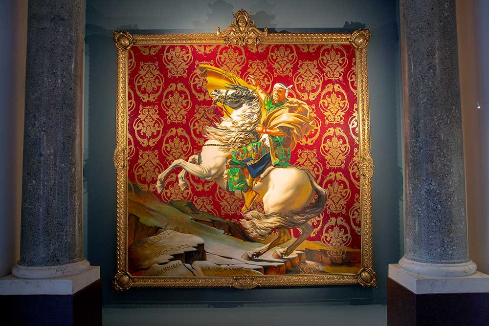 Arfricain sur son cheval : réinterprétation du peintre américain Kehinde Wiley.