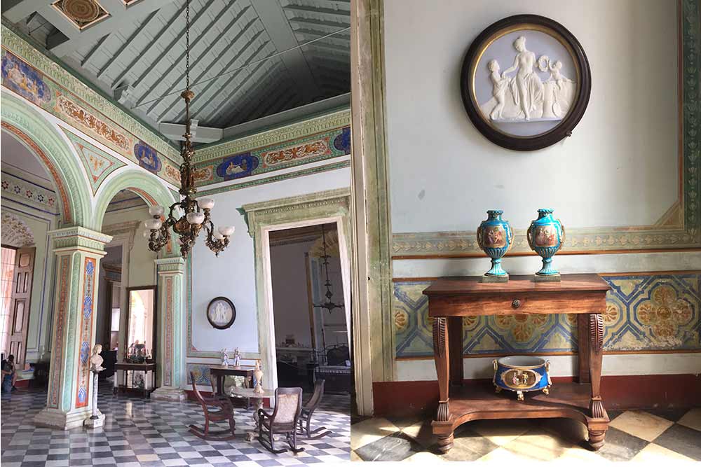 Trinidad - Hall du Palacio Cantero et Console, vases et médaillons