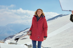 Veste de ski à capuche rouge