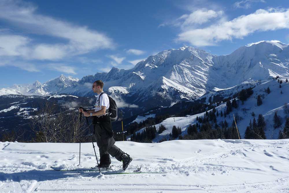 Sommet du Mont d’Arbois. Ski de randonnée accompagné par Oxygène.