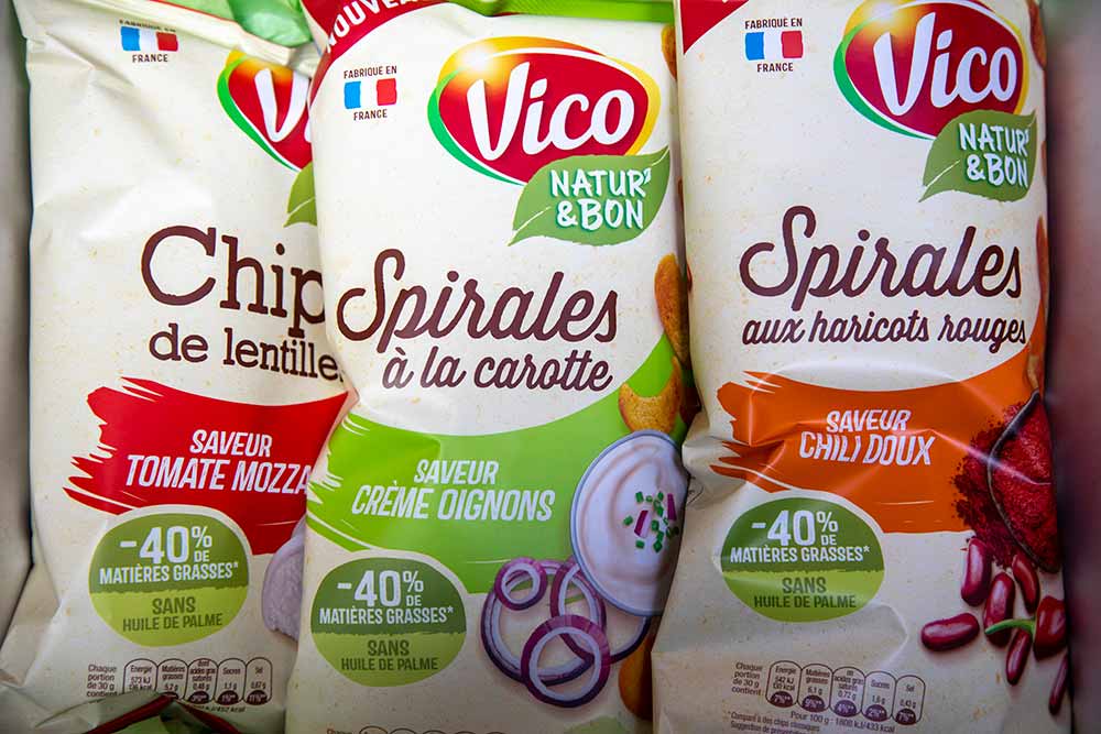 Spirale de saveurs - avec ces chips riches en goût, avec peu de matières grasses et composées de légumes français.