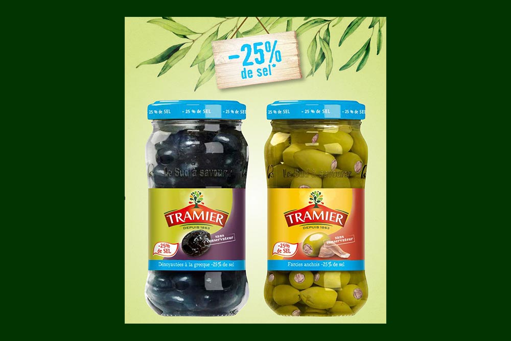 Olives Tramier - moins 25% de sel pour notre santé