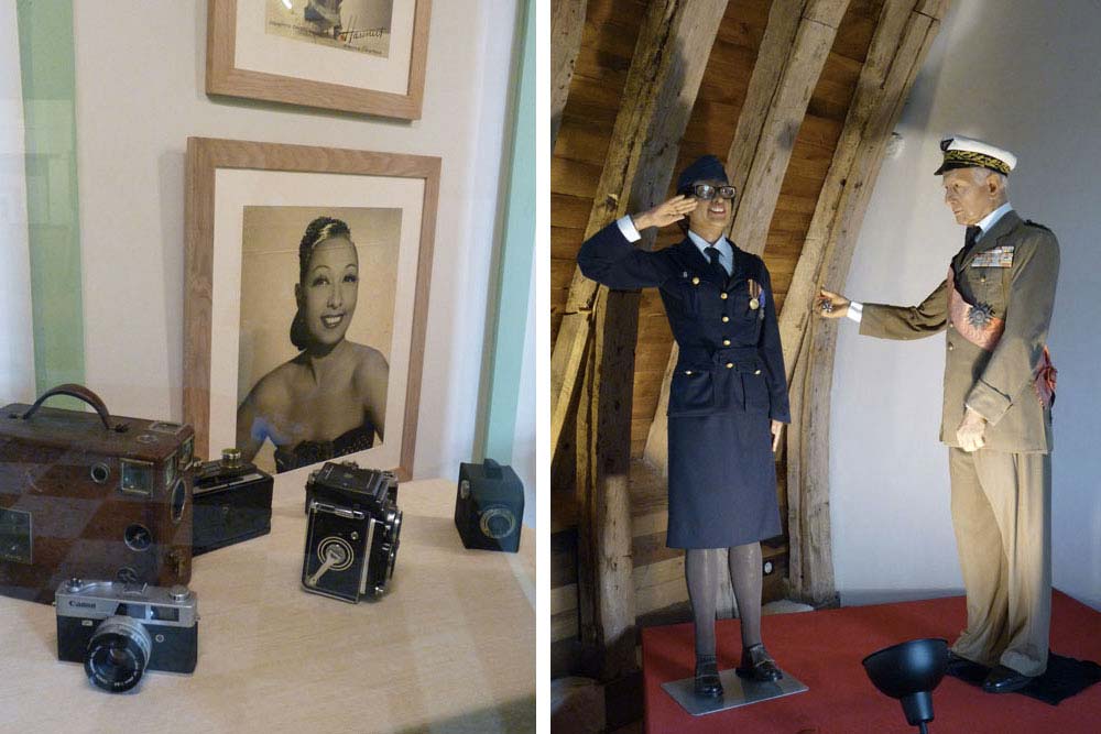 Portrait et appareils photos. A droite Joséphine décorée de la médaille de la Résistance en 1946 