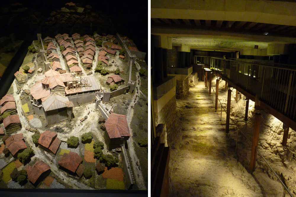 Les sous-sols : maquette du village de Gasteiz et vestiges archéologiques