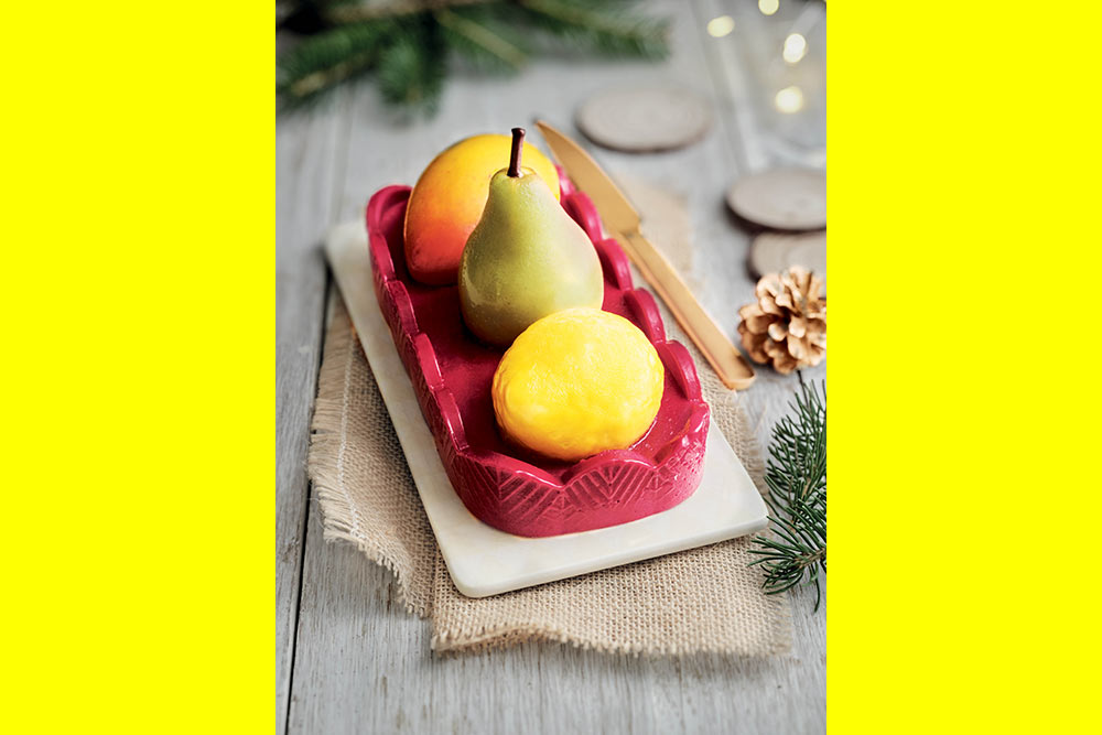 Bûche Glacée Vegan : Framboise - Mangue - Citron Jaune - Poire