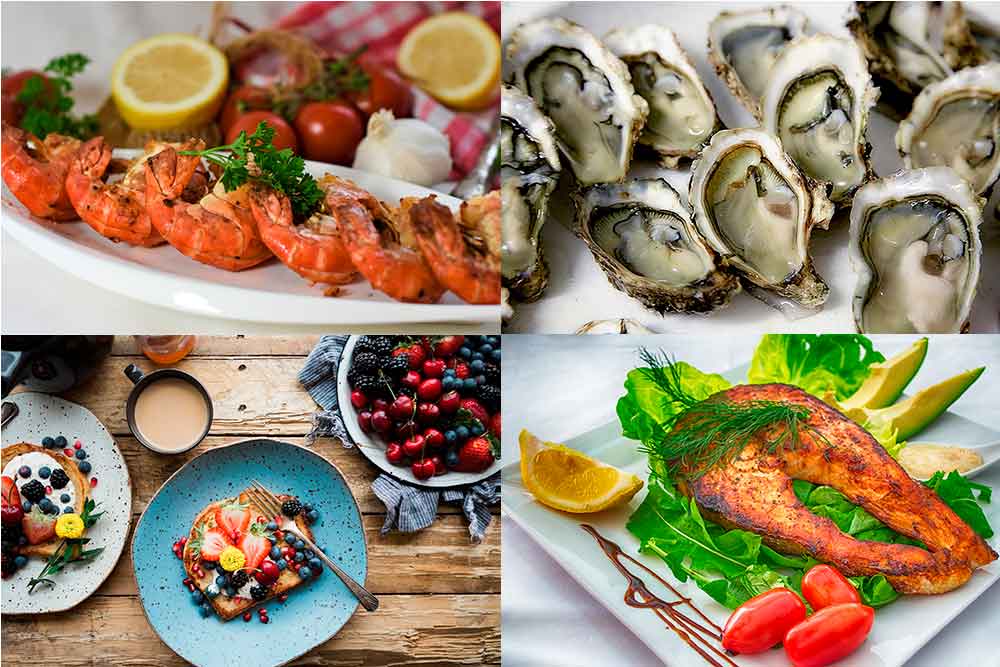 Besoins Alimentaires - manger des produits de la mer, des fruits, des légumes etc.