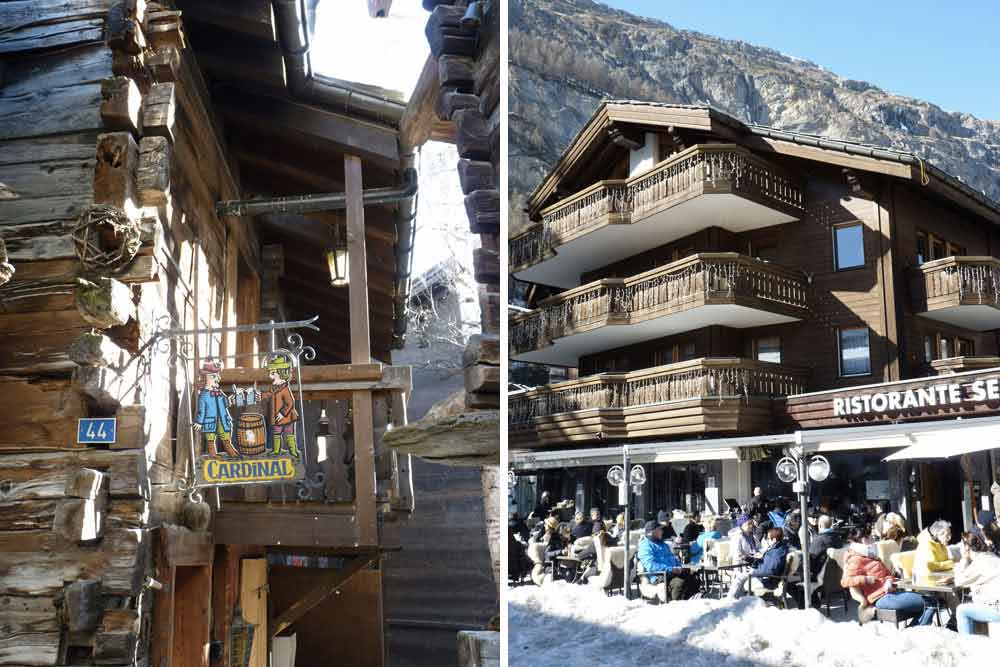 Vieille enseigne et terrasse de restaurant (Zermatt)