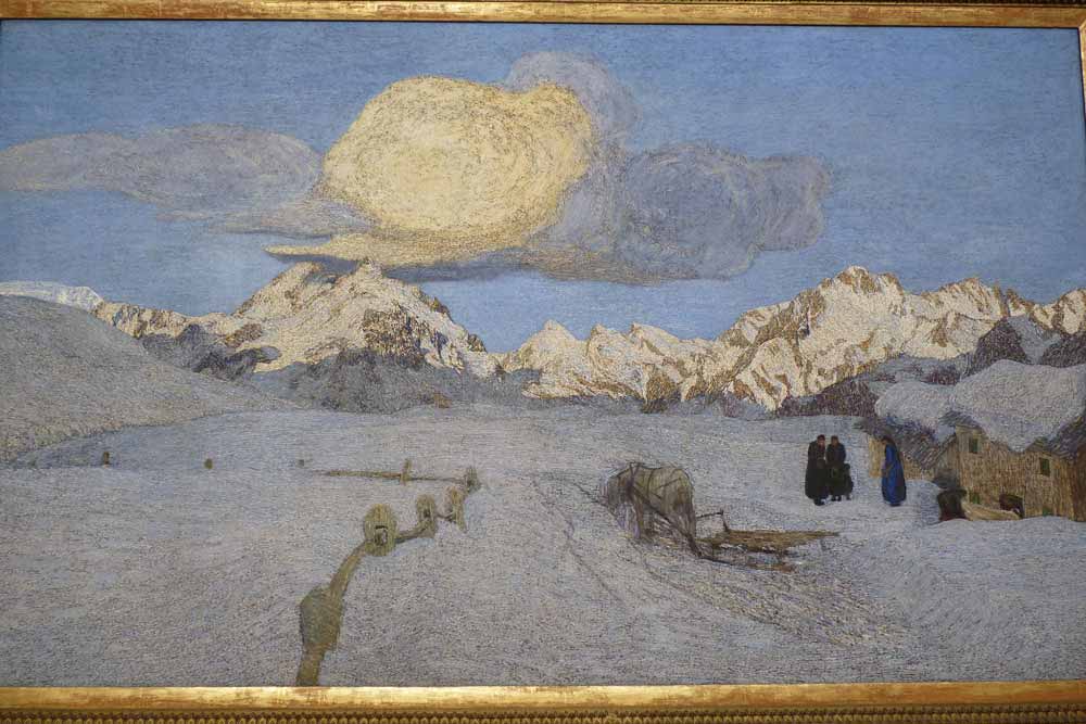 Retour du bois, grande toile inachevée de Giovanni Segantini (Saint-Moritz)