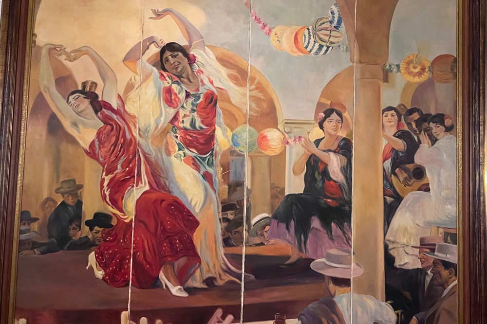 Danseuses de flamenco, peinture accrochée au tablao El Arenal (Séville)