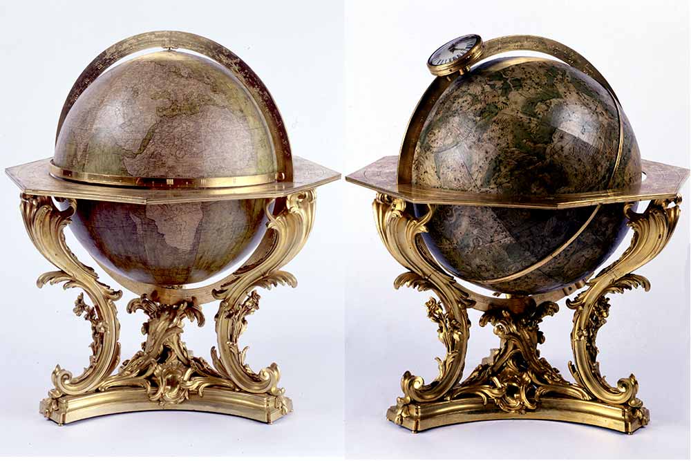 Louis XV - Passemant & Caffieri -paire de globes mouvants terrestre et céleste ©bibliothèque de l'Observatoire, Paris.