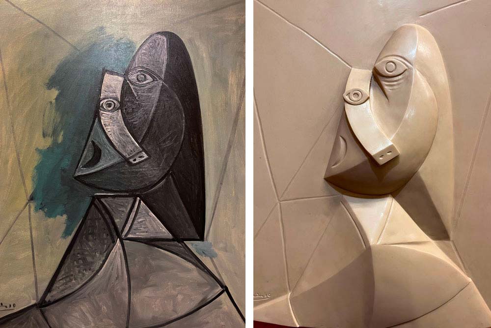 Buste de femme de Picasso avec sa reproduction en relief pour les non voyants
