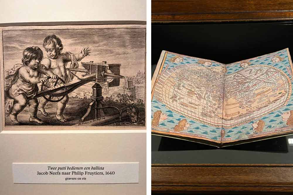 Gravure et atlas produit dans les ateliers (musée Plantin-Moretus)