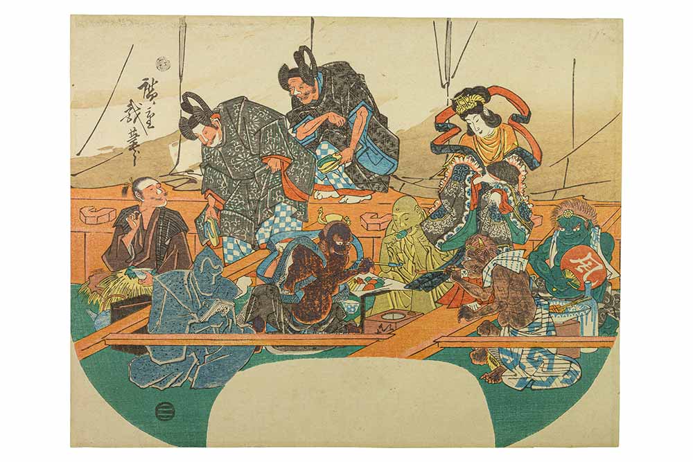 Hiroshige, Les divinités du temple d’Asakusa au théâtre], 1846