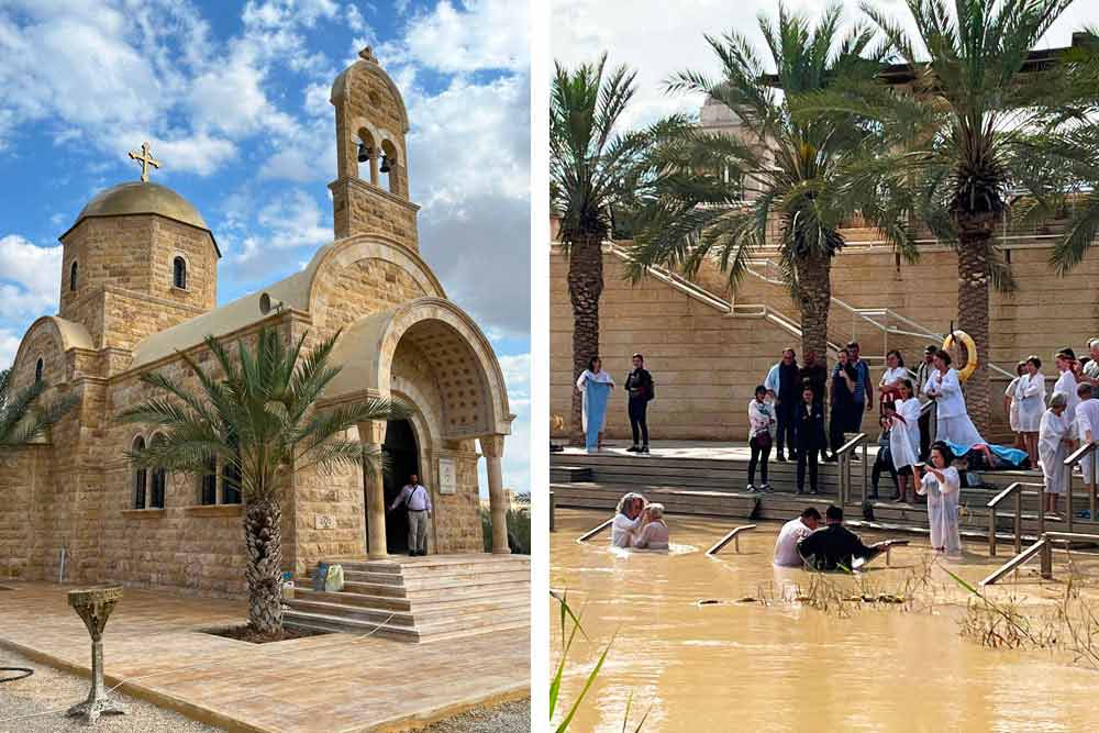 Pétra - Petite église grecque orthodoxe et baptêmes sur la rive occidentale du Jourdain