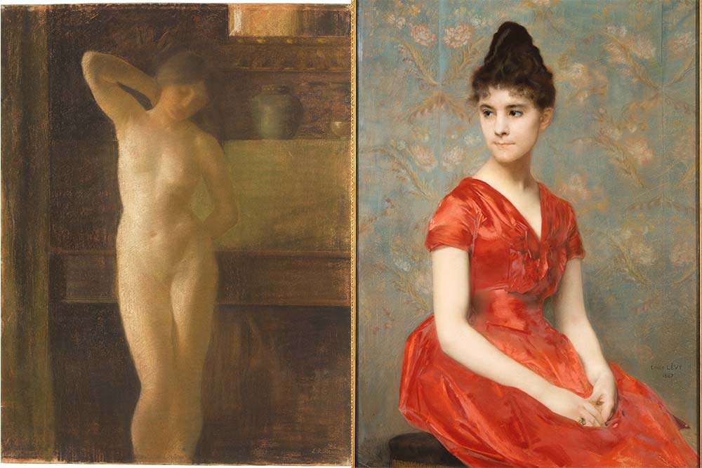 Emile René Ménard : Etude de nu dans un interieur. Emile Lévy : Portrait de Marie de Heredia