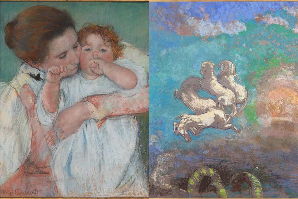 Mary Cassatt_Mère et enfant sur fond vert ou Maternité. Odilon Redon : Le Char d’Apollon.