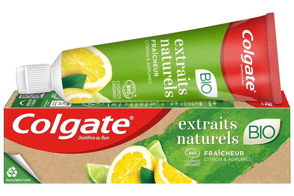 Dentifrice Fraîcheur : Colgate extraits naturels Bio Citron & Agrumes