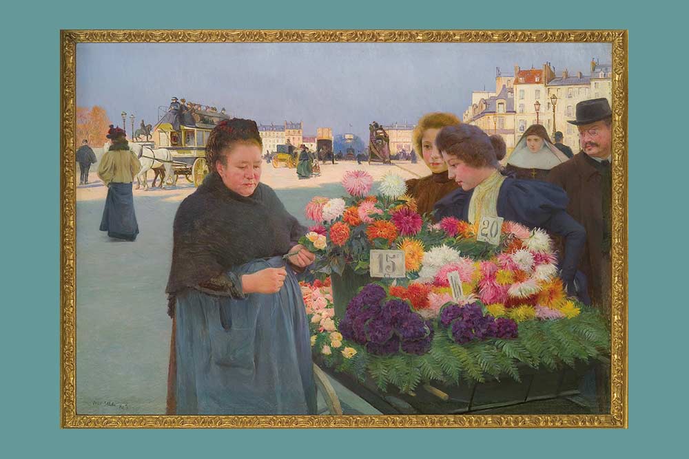 Jean Sala - Marchande de fleurs sur le Pont-Neuf. Vers 1900. Huile sur toile 66 x 93,5 cm ©Jean-Paul Morin