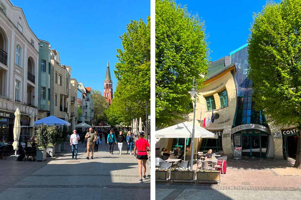 Gdansk La Brave - Une rue et la « Maison biscornue »