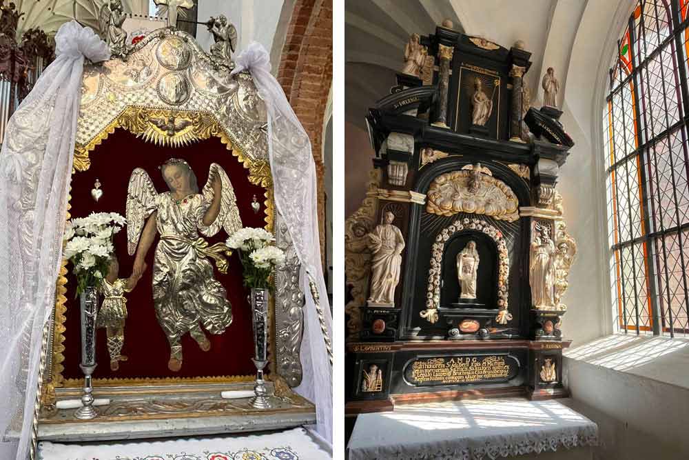 Sculpture et retable (cathédrale d’Oliwa)
