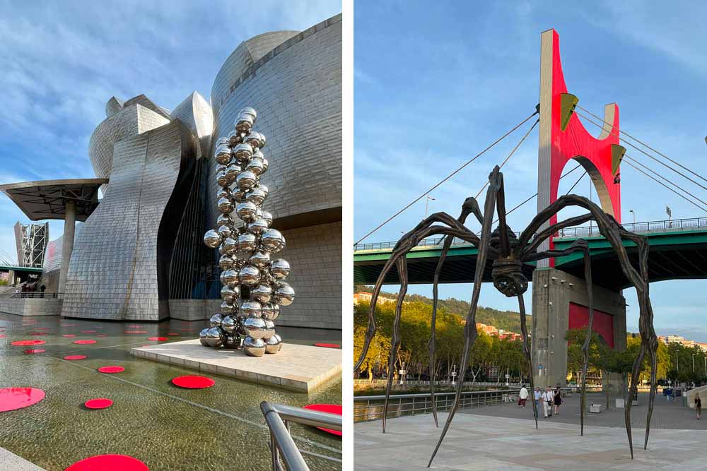 Guggenheim Bilbao - Sculpture de Daniel Burri et à droite, Maman de Louise Bourgeoi
