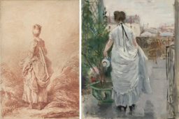 L'Impressionnisme - J-H.Fragonard Jeune Femme vue de dos. -sanguine37x25cm- Orléans. B.Morisot, Jeune Femme arrosant un arbuste - hst 40x32cm