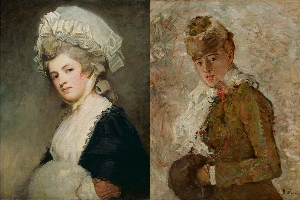 G.Romney, Mrs Mary Robinson- hst c.1780, 76x63cm. Berthe Morisot, Dame au manchon ou Hiver 1880 ,hst 75x62 cm.