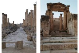 Le portique majestueux du temple de Dionysos et les colonnes du Cardo.