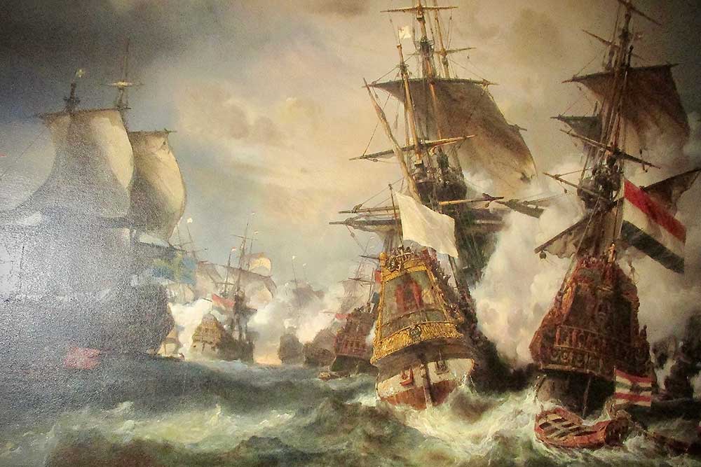 Eugène Isabey, La Bataille du Texel, victoire de Jean Bart contre la marine hollandaise en 1694. hst 1839 250 X 358cm. © Musée national du château de Versailles. 