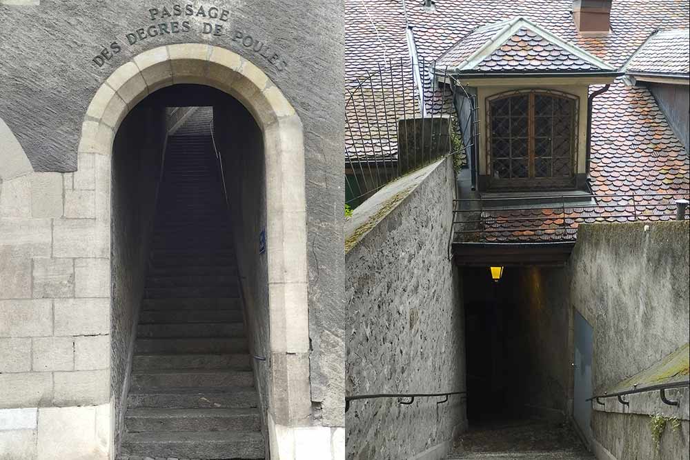 Genève - Le passage des Degrés de poules est un escalier escarpé construit en 1554.
