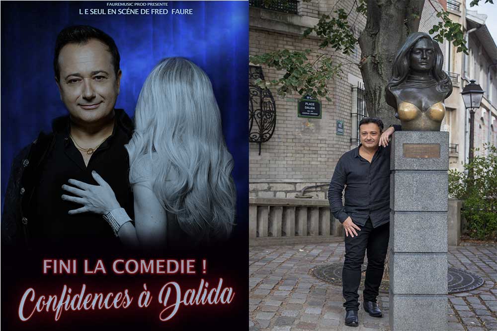 Fred Faure près de la statue de Dalida à Montmartre. 