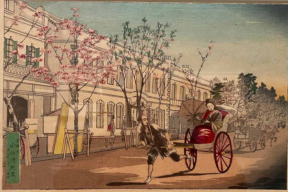 La société Nippôsha, quartier de Ginza à Tokyo par Kobayashi Kiyochika (1876).