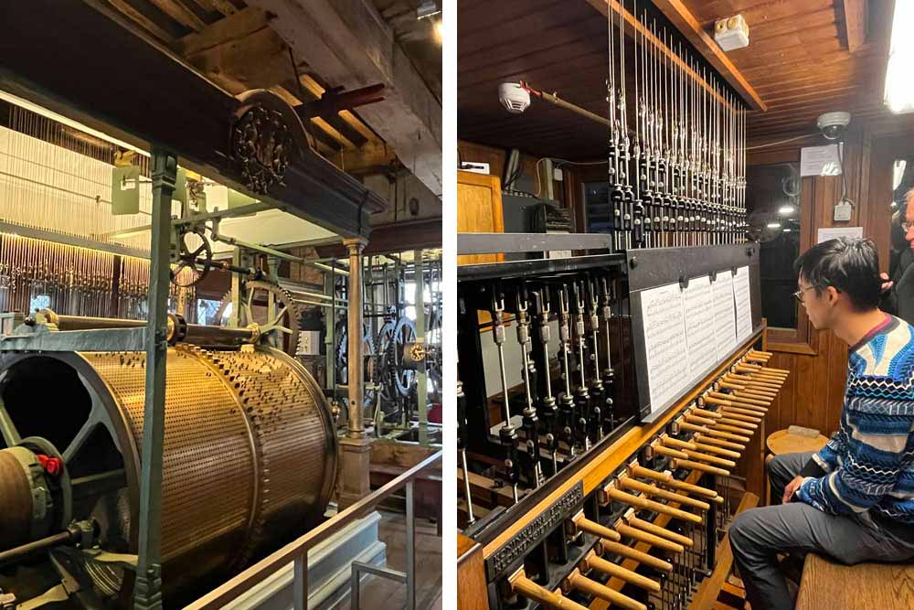 Le carillon de la tour Saint-Rombaut : mécanisme et élève carillonneur (Malines)