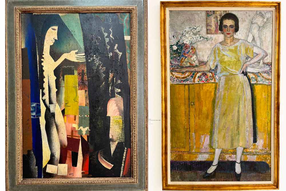 Suzanne et les Vieillards par Floris Jespers (1927). A droite, Portrait de Madame Van Hecke par Leon de Smet (1920)