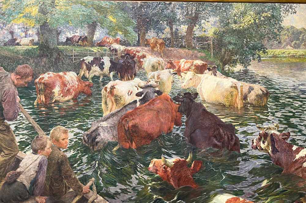 Vaches traversant a Lys par Emile Claus (1897-99)