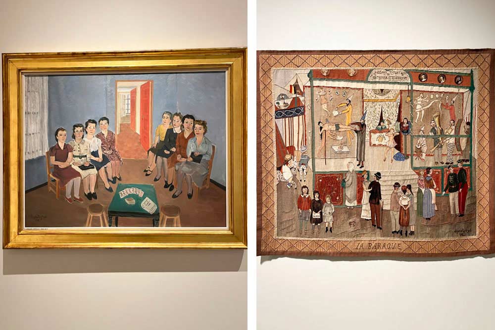 Huit Dames et La Baraque (tapisserie) par Edgar Tytgat réalisées respectivement en 1940 et 1923