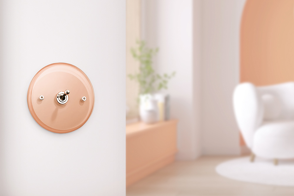 Meljac - Interrupteur Pierrot de couleur pêche.