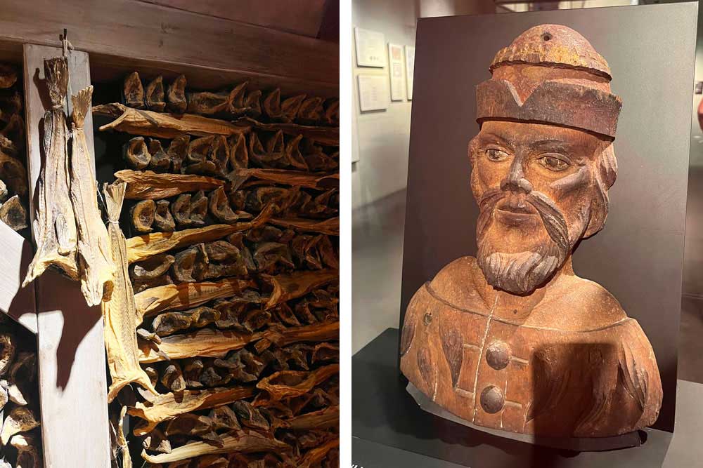 Schleswig Holstein - Harengs séchés et buste d’un homme russe qui figurait dans la chapelle des marchands à Novgorod