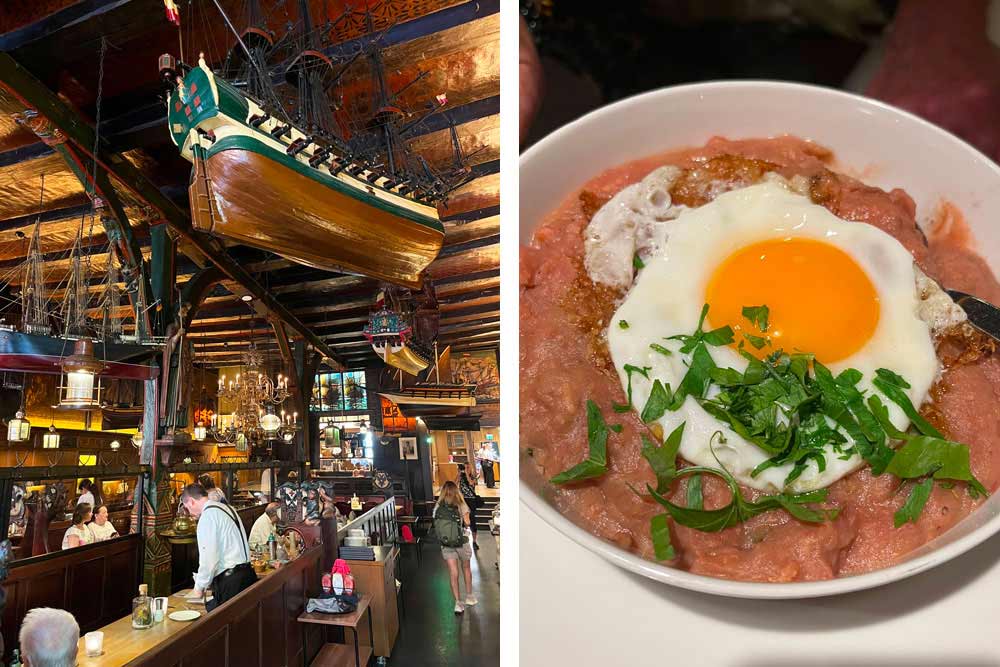 Schleswig Holstein - Salle au décor ancien et labskaus, le plat des marins (Restaurant Schiffergesellschaft)