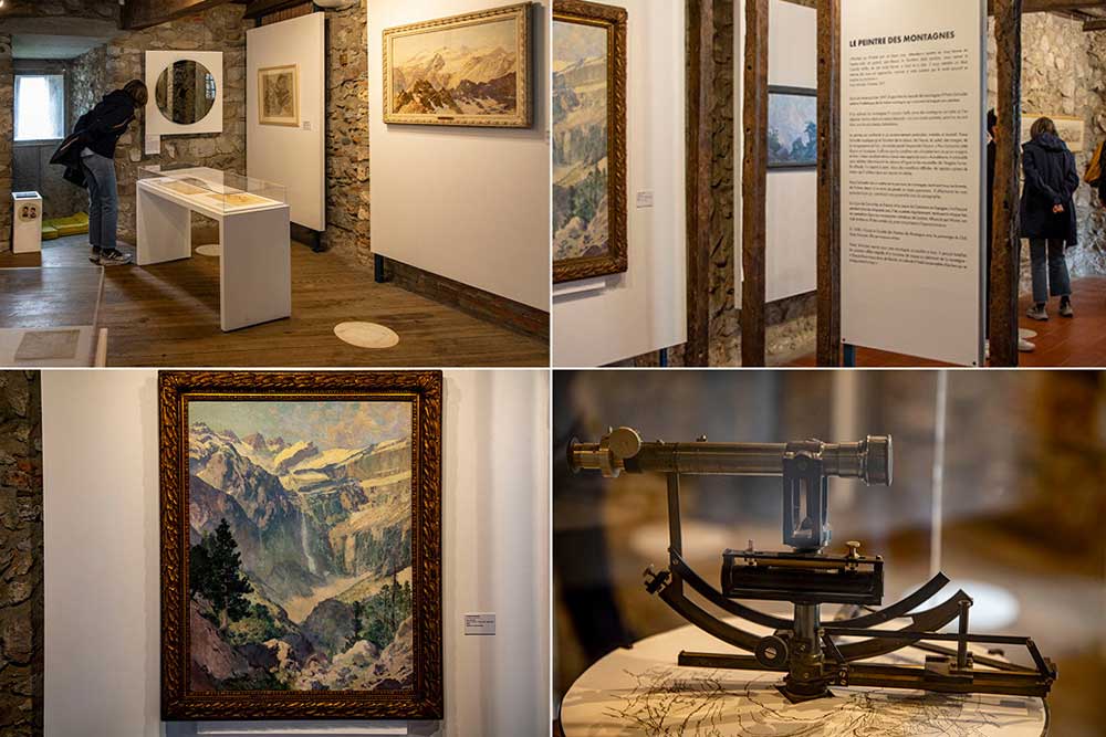 On peut découvrir des toiles de Franz Schrader, dont le surnom était le “Corot de la montagne”, mais aussi des objets lui ayant appartenu, dont cet orographe qu’il a inventé utilisé pour faire des relevés en montagne.